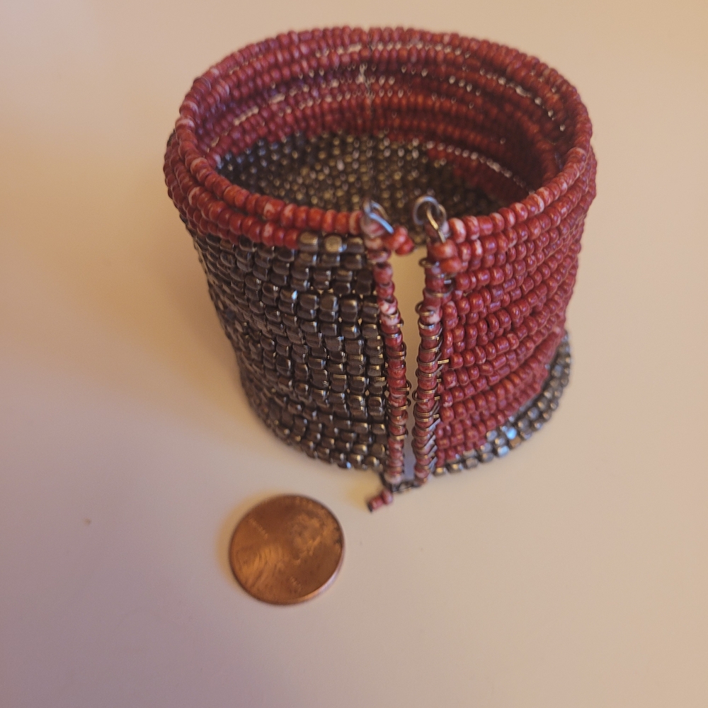 Elegant Red and Silver Beaded Bracelet